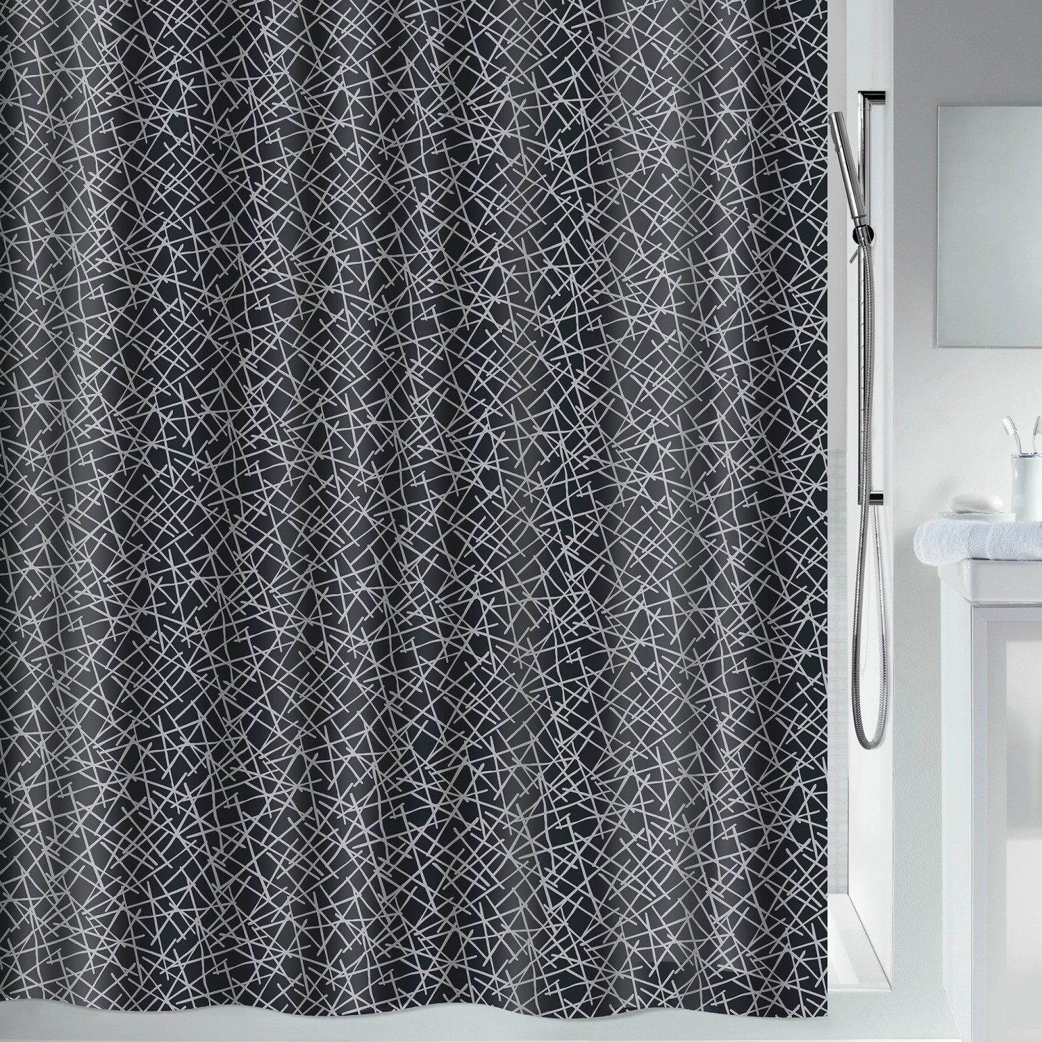 Spirella Duschvorhang Lines 120 cm x 200 cm Schwarz von SPIRELLA