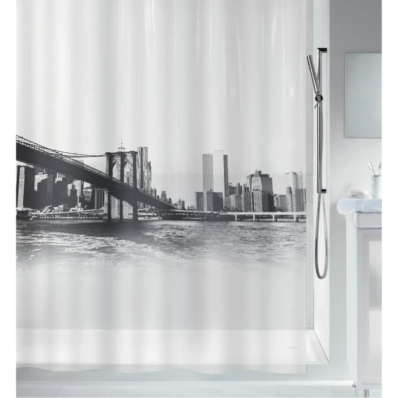 Spirella Duschvorhang New Brook 180 cm x 200 cm Weiß-Schwarz von SPIRELLA