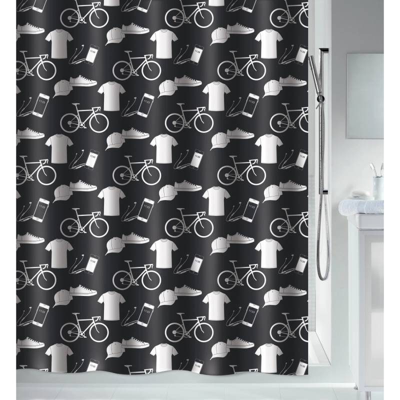 Spirella Duschvorhang Patchwork 180 cm x 200 cm Schwarz von SPIRELLA