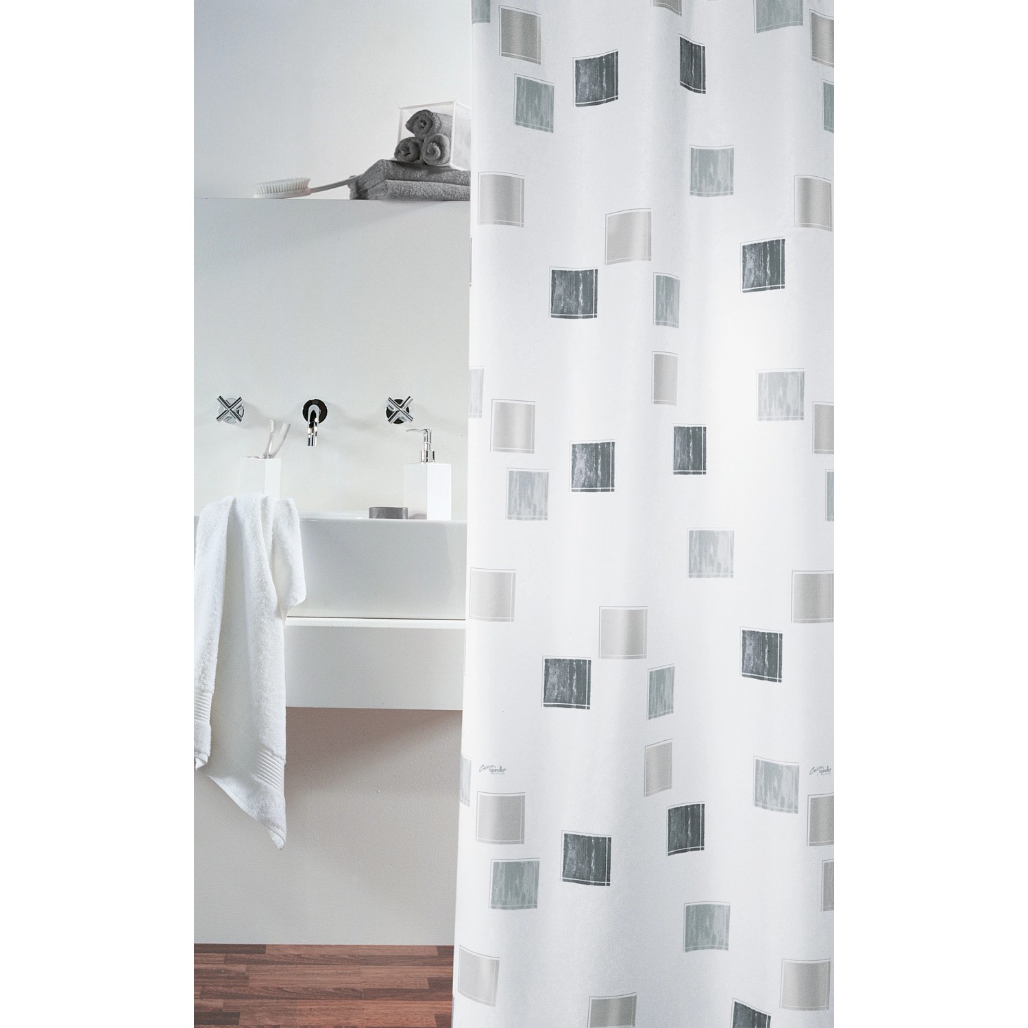 Spirella Duschvorhang Textil Milano Silber 180 cm x 200 cm Spirella Duschvorhang Textil Milano Silber 180 cm x 200 cm von SPIRELLA