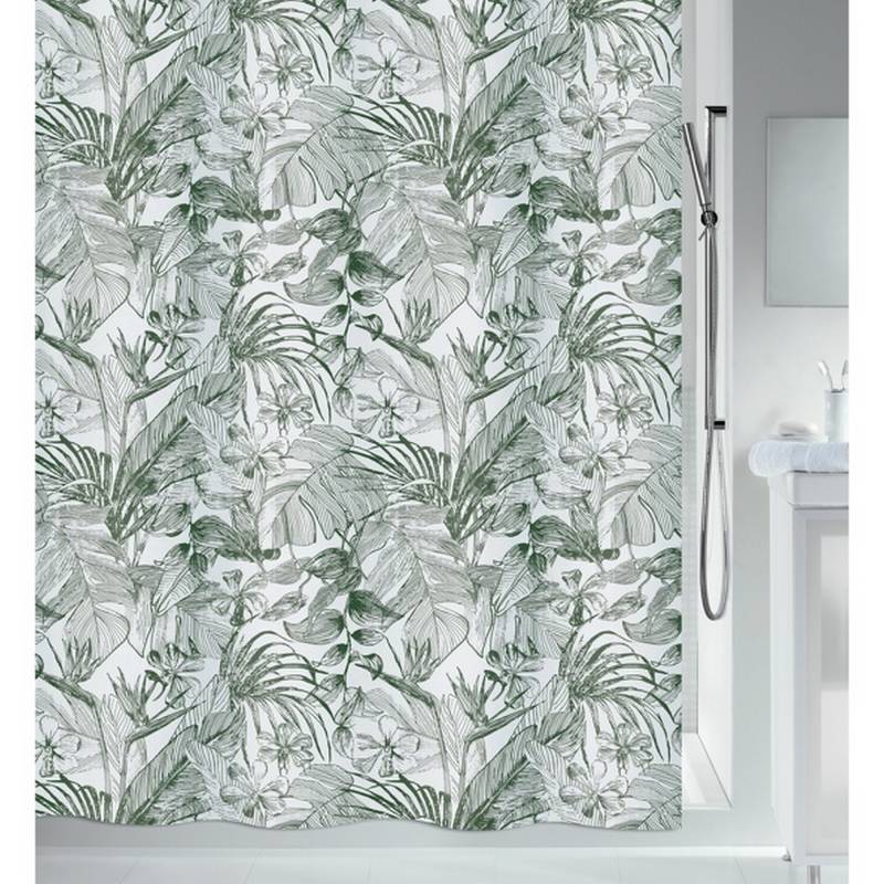 Spirella Duschvorhang 'Tropic' Textil grün/weiß 180 x 200 cm von SPIRELLA