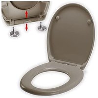 Spirella - wc Sitz Toilettendeckel Duroplast mit Absenkautomatik und auf Knopfdruck abnehmbar zur Reinigung in Taupe – Easy Fix Clip System von SPIRELLA