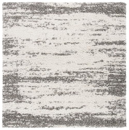 H - SMSGH203A Quadratischer Teppich, 2,1 x 2,1 m, elfenbeinfarbenes und graues abstraktes Design, ultraplüschig, 5,1 cm dicker Flor, fusselfrei, weich und gemütlich, moderner Teppich für Wohnzimmer H - SMSGH203A Quadratischer Teppich, 2,1 x 2,1 m, elfenbeinfarbenes und graues abstraktes Design, ultraplüschig, 5,1 cm dicker Flor, fusselfrei, weich und gemütlich, moderner Teppich für Wohnzimmer von SPIRIT OF ART