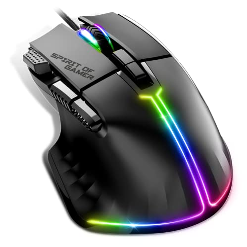 SPIRIT OF GAMER | Gaming Maus PC mit 12800 DPI | RGB Maus mit 8 Programmierbaren Tasten darunter 1 Rapid Fire | 13 Hintergrundbeleuchtungseffekte | Ergonomische Gaming Mouse mit Daumenauflage SPIRIT OF GAMER | Gaming Maus PC mit 12800 DPI | RGB Maus mit 8 Programmierbaren Tasten darunter 1 Rapid Fire | 13 Hintergrundbeleuchtungseffekte | Ergonomische Gaming Mouse mit Daumenauflage von SPIRIT OF GAMER