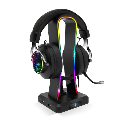 Spirit of Gamer - Sentinel, RGB Headsethalter Gaming, 11 helle Hintergrundbeleuchtungs Effekte, 4 USB Anschlüsse, PC und Konsolen kompatibel, USB-C Kabel und Mauskabelführung, Ideales Gaming Zubehör Spirit of Gamer - Sentinel, RGB Headsethalter Gaming, 11 helle Hintergrundbeleuchtungs Effekte, 4 USB Anschlüsse, PC und Konsolen kompatibel, USB-C Kabel und Mauskabelführung, Ideales Gaming Zubehör von SPIRIT OF GAMER