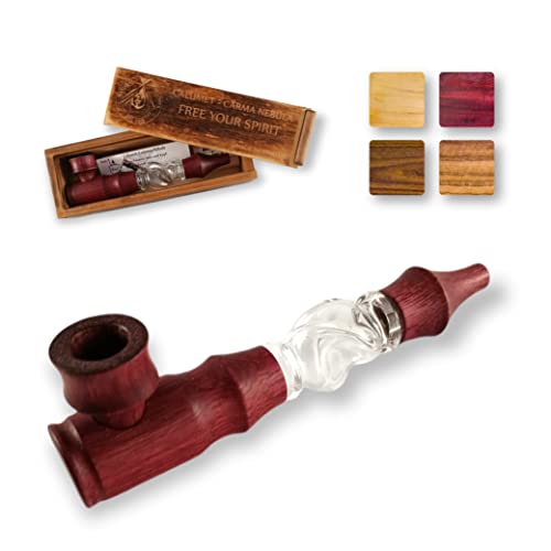Calumet Karma Nebula - Purpfeife aus Glas und Holz mit Aktivkohlefilter - Vier Holzsorten - Made in Germany … (Amaranth) von SPIRITPIPES BY CALUMET EST 2015
