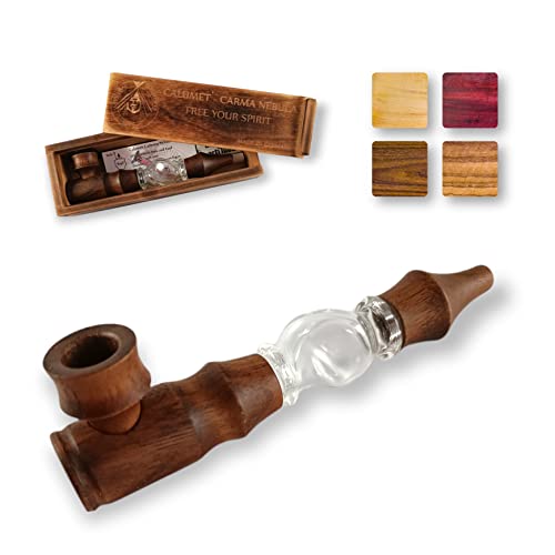 Calumet Karma Nebula - Purpfeife aus Glas und Holz mit Aktivkohlefilter - Vier Holzsorten - Made in Germany … (Nuss) von SPIRITPIPES BY CALUMET EST 2015