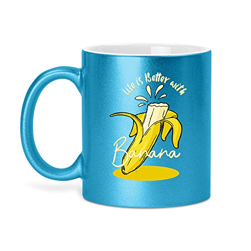 Banane | Glitzertasse Tasse Becher Glitzer Geschenk | 330 ml von SPIRITSHIRTSHOP