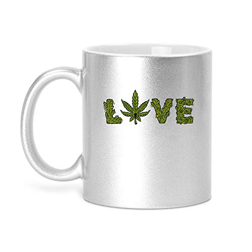 Cannabis Liebe | Glitzertasse Tasse Becher Glitzer Geschenk | 330 ml von SPIRITSHIRTSHOP
