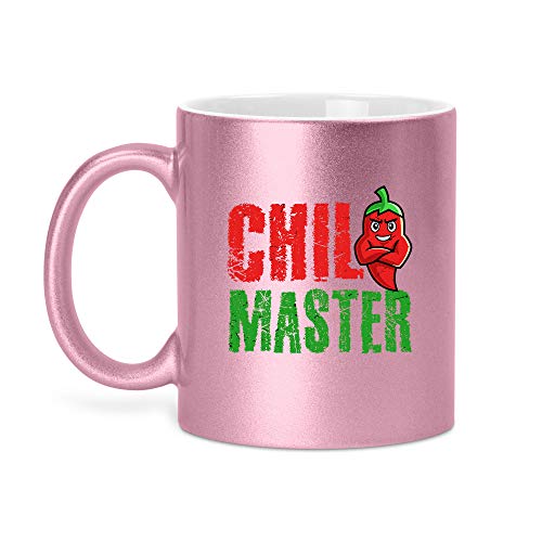 Chili-Meister | Glitzertasse Tasse Becher Glitzer Geschenk | 330 ml von SPIRITSHIRTSHOP