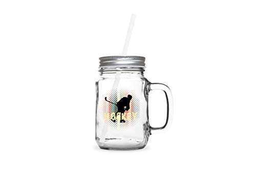 Eishockey Vintage Sport Geschenk | Mason Jar Schraubdeckel Einmachglas Glas 400ml Cup Sommer Garten | Klar oder Satiniert von SPIRITSHIRTSHOP