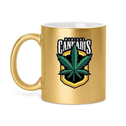 Medizinisches Cannabis | Glitzertasse Tasse Becher Glitzer Geschenk | 330 ml von SPIRITSHIRTSHOP