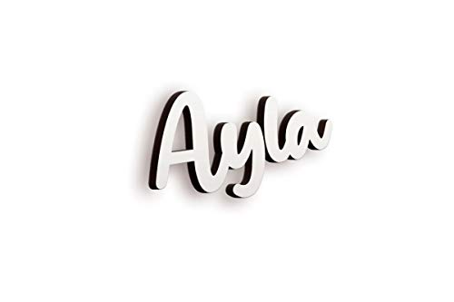 SPIRITSHIRTSHOP Ayla Schriftzug | Personalisierte Schrift mit Namen ausschneiden Lassen | 2 Größen | Farbe: Weiß oder Holz von SPIRITSHIRTSHOP