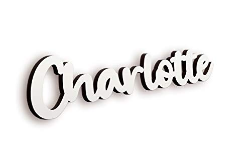 SPIRITSHIRTSHOP Charlotte Schriftzug | Personalisierte Schrift mit Namen ausschneiden Lassen | 2 Größen | Farbe: Weiß oder Holz von SPIRITSHIRTSHOP