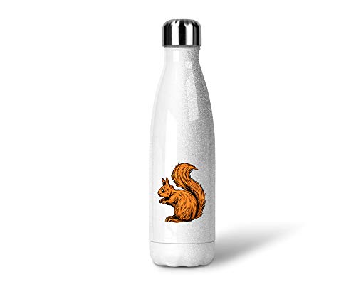 SPIRITSHIRTSHOP Eichhörnchen | Glitzerflasche Trinkflasche Thermoflasche Glitzer Geschenk aus Edelstahl | 500 ml von SPIRITSHIRTSHOP