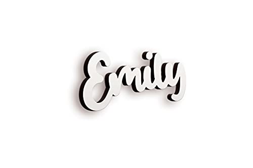 SPIRITSHIRTSHOP Emily Schriftzug | Personalisierte Schrift mit Namen ausschneiden Lassen | 2 Größen | Farbe: Weiß oder Holz von SPIRITSHIRTSHOP