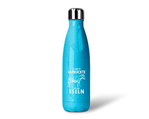 SPIRITSHIRTSHOP Esel | Glitzerflasche Trinkflasche Thermoflasche Glitzer Geschenk aus Edelstahl | 500 ml von SPIRITSHIRTSHOP