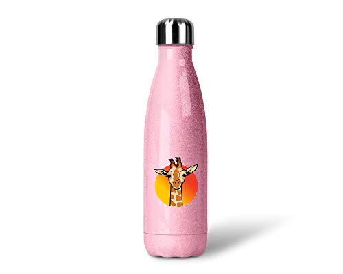 SPIRITSHIRTSHOP Giraffe | Glitzerflasche Trinkflasche Thermoflasche Glitzer Geschenk aus Edelstahl | 500 ml von SPIRITSHIRTSHOP