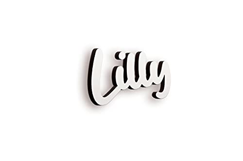 SPIRITSHIRTSHOP Lilly Schriftzug | Personalisierte Schrift mit Namen ausschneiden Lassen | 2 Größen | Farbe: Weiß oder Holz von SPIRITSHIRTSHOP