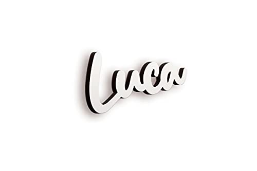 SPIRITSHIRTSHOP Luca Schriftzug | Personalisierte Schrift mit Namen ausschneiden Lassen | 2 Größen | Farbe: Weiß oder Holz von SPIRITSHIRTSHOP