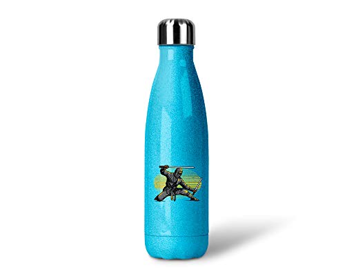 SPIRITSHIRTSHOP Ninja | Glitzerflasche Trinkflasche Thermoflasche Glitzer Geschenk aus Edelstahl | 500 ml von SPIRITSHIRTSHOP