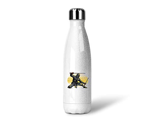 SPIRITSHIRTSHOP Ninja | Glitzerflasche Trinkflasche Thermoflasche Glitzer Geschenk aus Edelstahl | 500 ml von SPIRITSHIRTSHOP