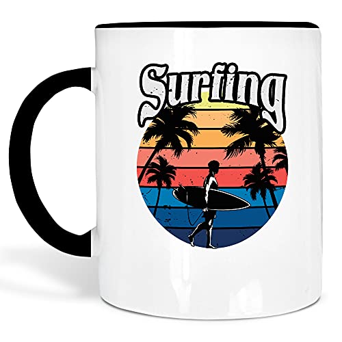 Surfen | Keramik Tasse | Henkel und Innenseite farbig von SPIRITSHIRTSHOP