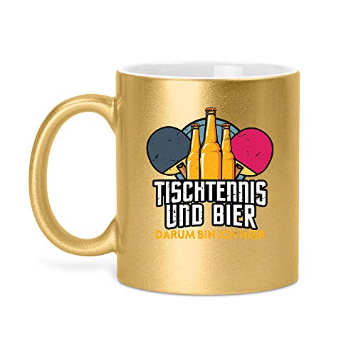 Tischtennis und Bier | Glitzertasse Tasse Becher Glitzer Geschenk | 330 ml von SPIRITSHIRTSHOP