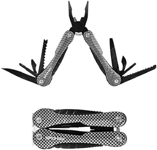 Spokey CARBON SX Multitool-Zange mit 14 Werkzeugen, Maße 9,6 x 3,0 x 2,1 cm, Gewicht 148 g, aus rostfreiem Stahl 420 und Aluminium von SPOKEY