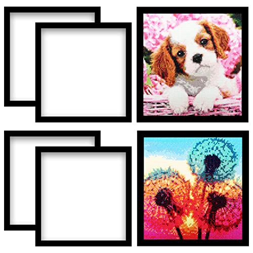 SPOKKI 4 Pack Diamond Painting Rahmen, Schwarz Diamond Painting Bilderrahmen 30x30, Diamond Painting Zubehör Magnet Bilderrahmen für Diamant Painting Bilder (Innenmaß 25x25cm) von SPOKKI