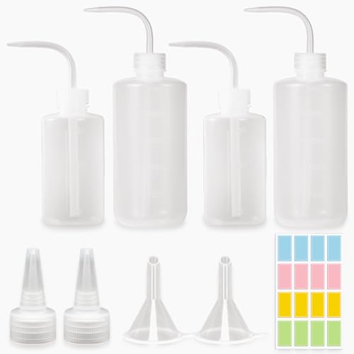 SPOKKI 4 Stück Spritzflasche 250ml 500ml Laborflasche Waschflasche Dosierflasche Gießflasche für Pflanzenbewässerung Laborreinigung Tattoo Wasch mit gebogener Düse, Trichter, Spitzdeckel, Etikett SPOKKI 4 Stück Spritzflasche 250ml 500ml Laborflasche Waschflasche Dosierflasche Gießflasche für Pflanzenbewässerung Laborreinigung Tattoo Wasch mit gebogener Düse, Trichter, Spitzdeckel, Etikett von SPOKKI