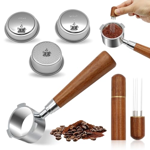 SPOKKI Bodenloser Siebträger 51mm mit 3 Ohren mit 3 Kaffee Filterkorb WDT Tool Sieb Siebträger mit 3 Ohren Bodenloser aus rotem Palisanderholz Kompatibel DeLonghi Dedica EC680/EC685/EC885 SPOKKI Bodenloser Siebträger 51mm mit 3 Ohren mit 3 Kaffee Filterkorb WDT Tool Sieb Siebträger mit 3 Ohren Bodenloser aus rotem Palisanderholz Kompatibel DeLonghi Dedica EC680/EC685/EC885 von SPOKKI