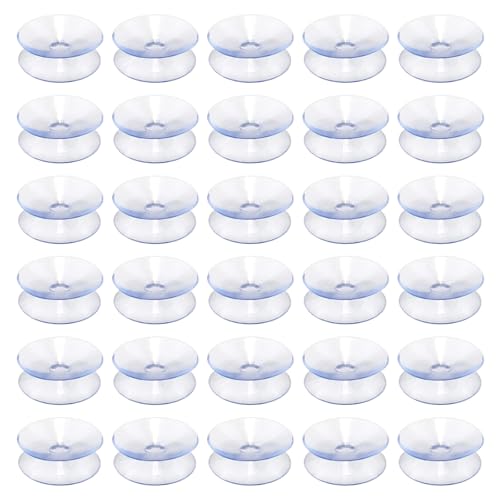 SPOKKI 30 Stück Saugnapf, Doppelseitige Saugnäpfe, Kleine Saugnäpfe, 20mm Double Sided Suction Cups, Saugnapf Aquarium für Glasplatten Fenster Bad Spiegel und Aquarien von SPOKKI