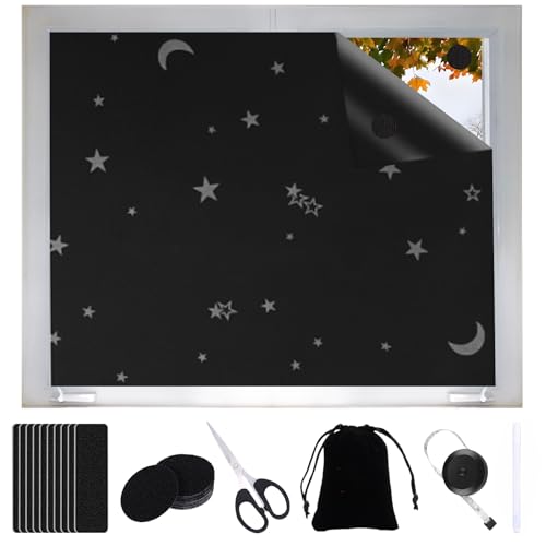 SPOKKI Verdunkelungsrollo Fenster Verdunkelung 100x145cm Verdunkelungsrollo Ohne Bohren Tragbare Dachfenster Verdunkelung Stoff Verdunklungsfolie Für Fenster Abdunkeln Hitzeschutz Kälteschutz von SPOKKI