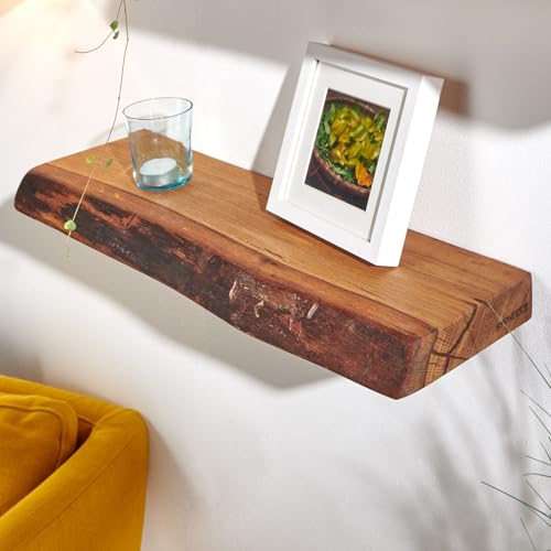 Massivholz Wandregal deutsche Eiche – verdeckte Halterung – schlichte Baumkante – 180X15 cm – handgefertigt, schwebendes Wandboard, Regalboden, unsichtbare Befestigung, rustikal, natürlich, hängend Massivholz Wandregal deutsche Eiche – verdeckte Halterung – schlichte Baumkante – 180X15 cm – handgefertigt, schwebendes Wandboard, Regalboden, unsichtbare Befestigung, rustikal, natürlich, hängend von SPONHOLZ