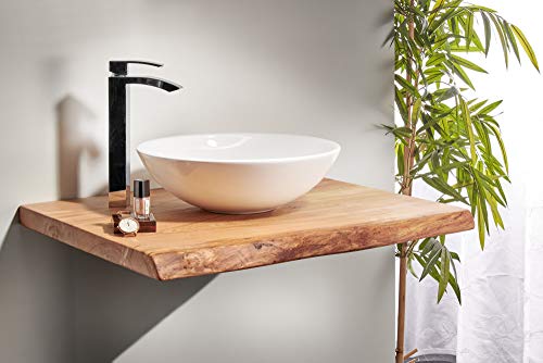 SPONHOLZ Waschtischplatte Eiche massiv Baumkante geölt Holz Aufsatzwaschtisch (70 x 55 cm) von SPONHOLZ