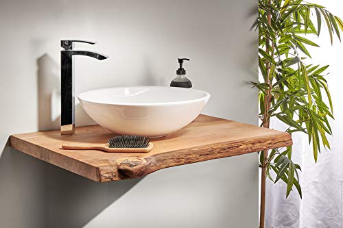Waschtischplatte Eiche massiv Baumkante geölt Holz Aufsatzwaschtisch (70 x 60 cm) von SPONHOLZ