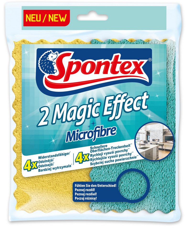 SPONTEX Magic Effect Reinigungstuch - 2 Stück Mikrofasertuch (hohe Reinigungsleistung zum stressfreien Putzen) von SPONTEX