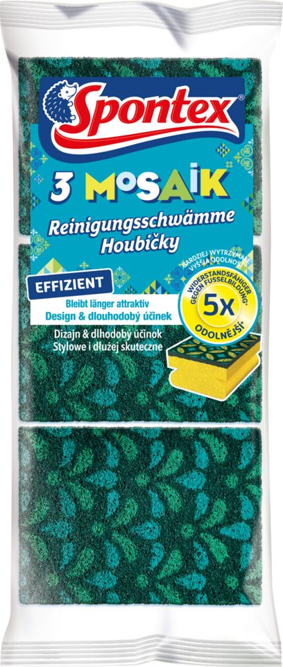 SPONTEX Scheuerschwamm 19411056, Reinigungsschwamm Mosaik 3er Set, perfekt zum Putzen von hartnäckigem Schmutz von SPONTEX