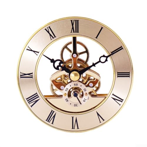 1 x 86 mm goldener Skelett-Uhr-Einsatz, Quarz-Uhr-Einsätze, Kunststoff-Uhrwerk, Ersatzteile, mit römischen Zahlen-Design (goldfarben) von SPORTARC