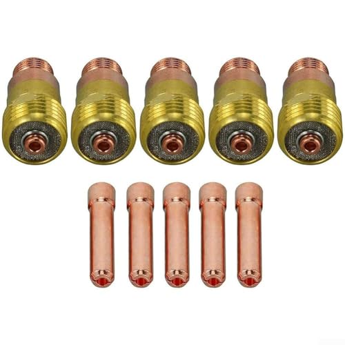 10 Stück WIG Stubby Gaslinsen 17GL18 1/8 Zoll 10N25S Spannzangen-Set, Ersatz für WP 17, 18, 26 Taschenlampe, Schweißzubehör-Set von SPORTARC