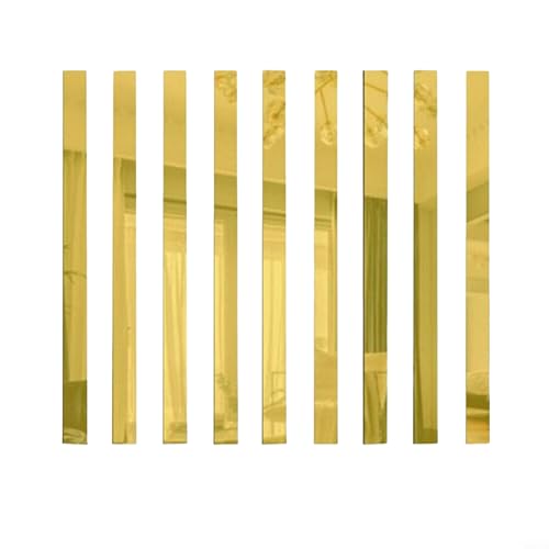 10PCS Spiegel Wandaufkleber, Acryl Lange Streifen Spiegel Wandaufkleber, Mosaik Reflektierende Effekt Wand Spiegel Aufkleber für Wohnkultur, Gold von SPORTARC