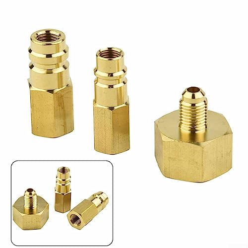 14 SAE-Gewinde W21 8 auf 1/4 SAE-Adapter-Set für R134A, 3 Stück massive Messing-Anschlüsse für Klimaanlagen von SPORTARC