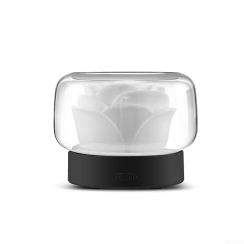 400 ml Blumen-Aroma-Diffusor, elektrischer Zerstäuber, elektrischer Luftbefeuchter für ätherische Öle, mit LED-Licht, große Kapazität, leiser Nebelhersteller, für Schlafzimmer (UK-Schwarz) von SPORTARC