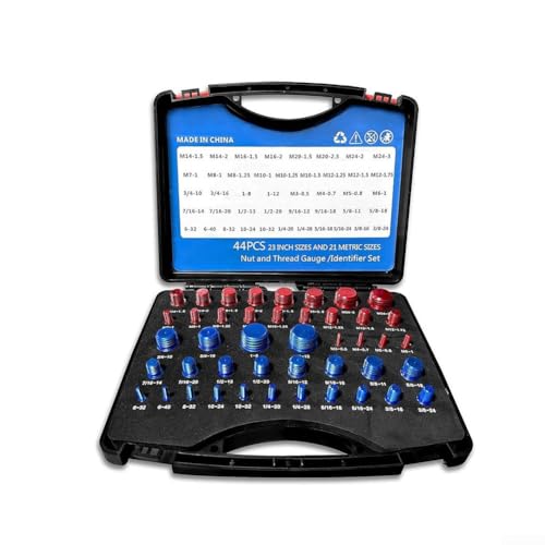 44-teiliges Mutter- und Bolzengewindemesser-Set für genaue Messung von SAE- und metrischen Gewinden mit tragbarem, kompaktem Design und sicherem Organizer-Etui 44-teiliges Mutter- und Bolzengewindemesser-Set für genaue Messung von SAE- und metrischen Gewinden mit tragbarem, kompaktem Design und sicherem Organizer-Etui von SPORTARC