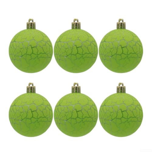 6 Stück Christbaumschmuck mit Macaron Crackle Finish, 8 cm Durchmesser hängende Kugeln geeignet für Feiertagsdekoration in mehreren Einstellungen (grün) von SPORTARC