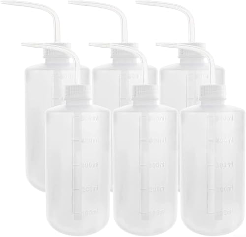 6 Stück Labor-Waschflaschen, Kunststoff-Waschflasche, Labor-Quetschflasche, 500 ml, LDPE-Spritzflasche mit schmaler Öffnung und Skala 6 Stück Labor-Waschflaschen, Kunststoff-Waschflasche, Labor-Quetschflasche, 500 ml, LDPE-Spritzflasche mit schmaler Öffnung und Skala von SPORTARC