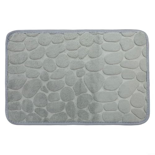 Badematte mit Kieselstein-Muster, Memory-Schaum, rutschfest, für sicheren Gebrauch in Toiletten und Wohnbereichen (grau) von SPORTARC
