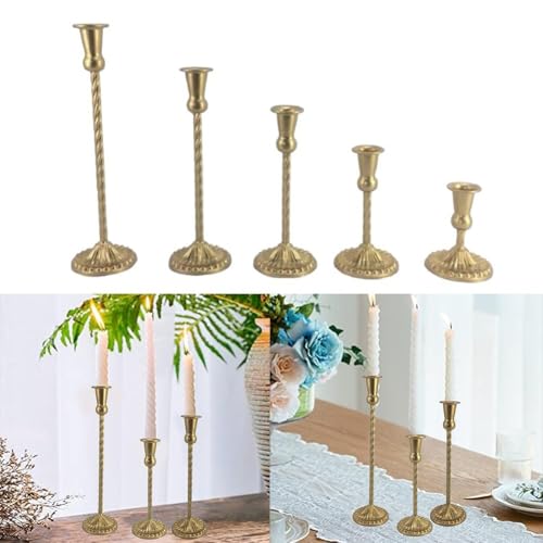 Charmanter dekorativer Kerzenhalter aus Messing, perfekt für die Verbesserung der Atmosphäre zu Hause oder während Feiern (9,3 x 34 cm) von SPORTARC