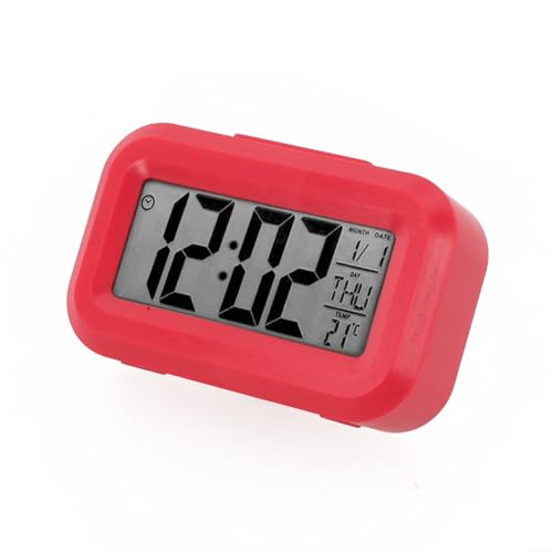 Digitale LED-Schreibtischuhr mit kompaktem Design mit funktionaler Hintergrundbeleuchtung und Dual-Zeit-Format-Option (Rosarot) von SPORTARC